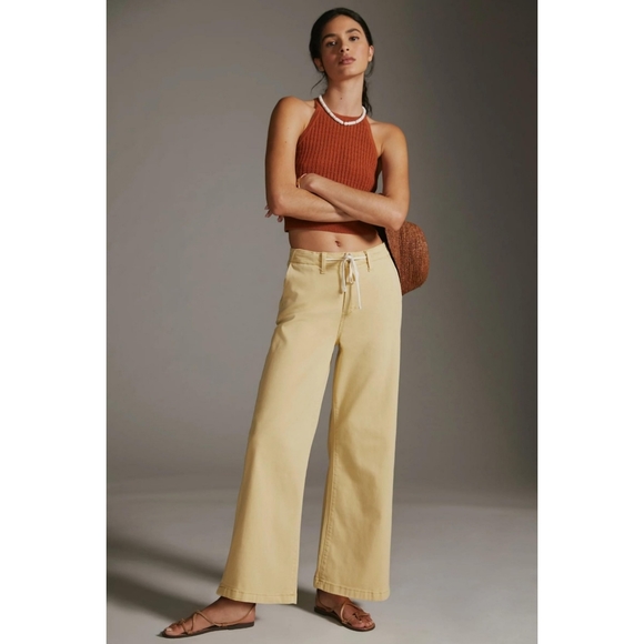 Paige | Carly High-Rise Cropped Wide-Leg Jeans in Vintage Vanilla Sugar Size 31 - Picture 1 of 12